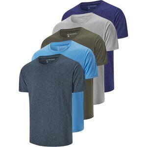 Men's 5 Pack Dry Fit T Shirts Athletic Running Gym Workout Short Sleeve